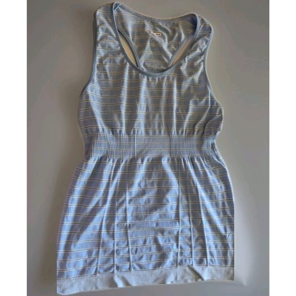 VTG Lululemon Beat The Heat Tech Tank Top‎ fits Size 2/4 Blue Striped - Picture 1 of 4